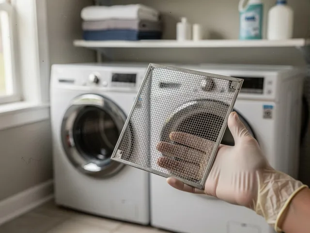 Santa Fe Springs Dryer Vent Cleaning specialist performing detailed lint trap cleaning service in Santa Fe Springs