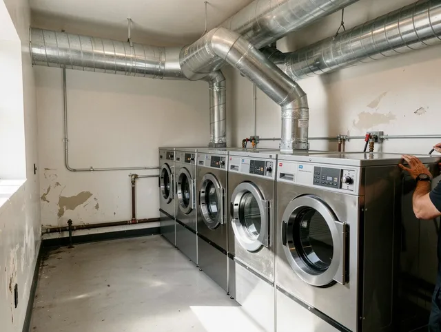 Santa Fe Springs Dryer Vent Cleaning team performing large-scale commercial dryer vent cleaning in Santa Fe Springs